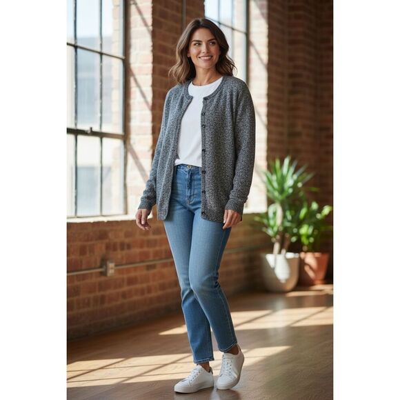 Croft & Barrow Women Cardigan Plus Size 2X Button Heather Black Silver Sparkle - Picture 12 of 12